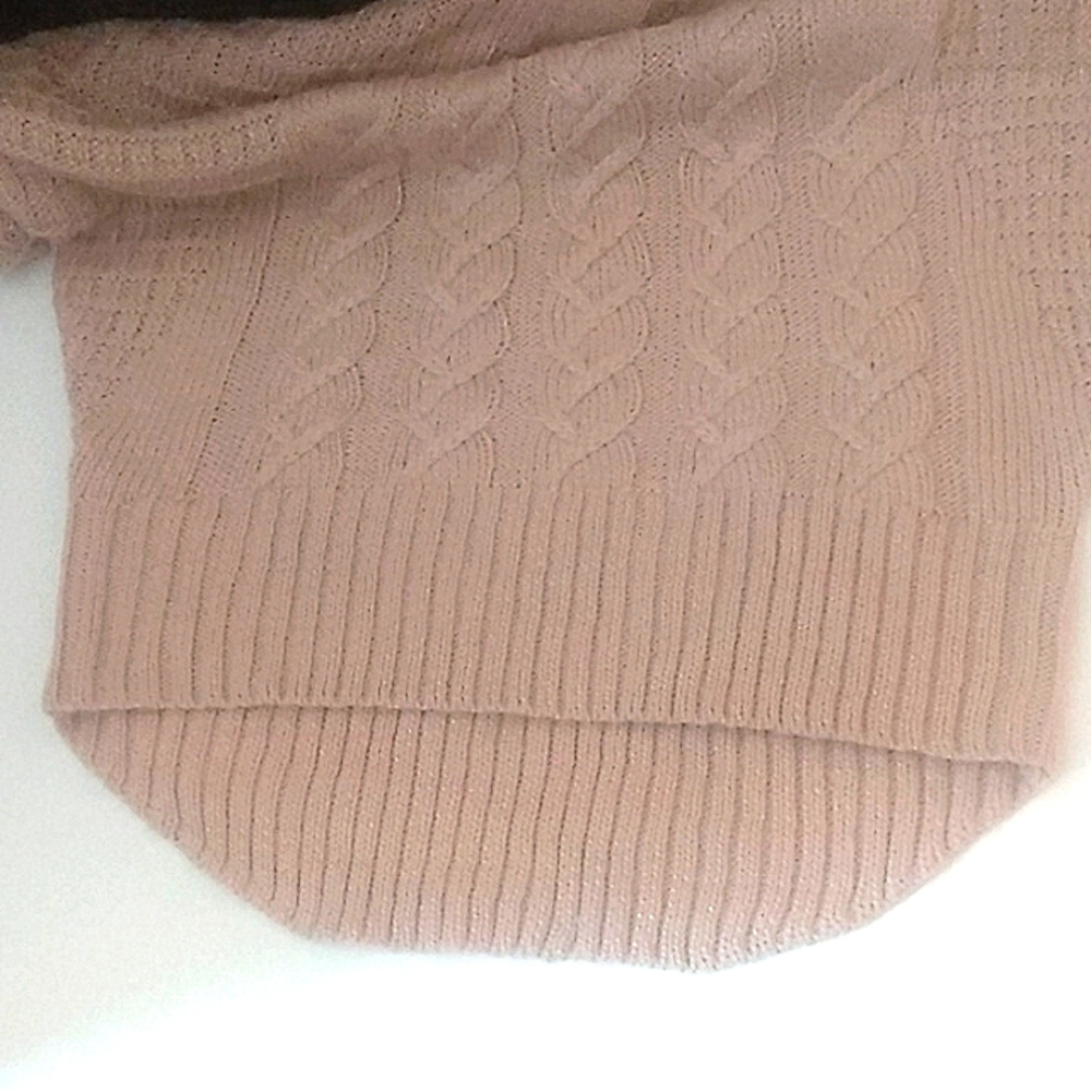 Ruby Moon Anthropologie pink wool blend slouchy cable knit dolman arm sweater M - Picture 9 of 10